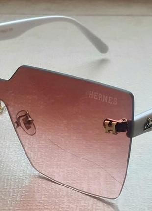 Hermes стильные женские солнцезащитные очки бордово розовый градиент1 фото
