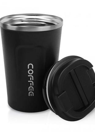 Металлическая термокружка coffe tumbler 380 мл - черная