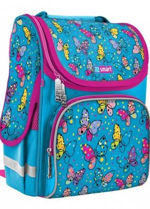 Рюкзак школьный smart bright butterflies 557723 34х26х1 см бирюзовый bf