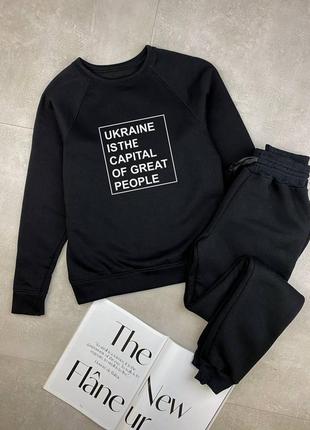 💙💛 спортивний костюм:світшот+джогери, чорний.