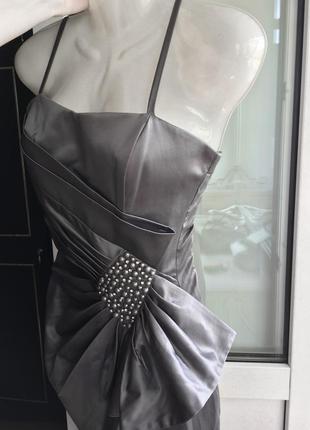 Сукня, сірий колір, на літо, весна, на випуск, недорого, міді5 фото