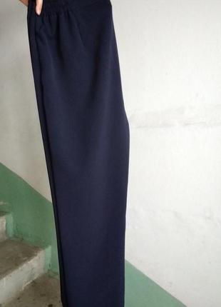 Р 18 / 52-54 стильные базовые синие штаны брюки прямые стрейчевые пояс на резинке bm3 фото