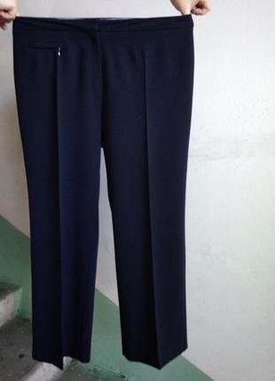 Р 18 / 52-54 стильные базовые офисные темно синие прямые штаны брюки стрейчевые m&s2 фото