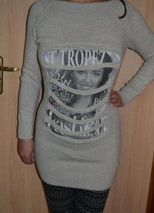 Затишний вовняний светр - туніка