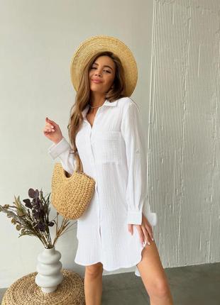 Платье рубашка натуральная жатка 42-52 р-р