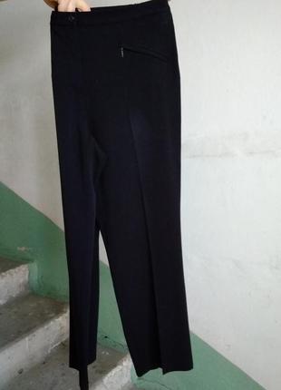 Р 14 / 48-50 стильные базовые офисные черные штаны брюки пояс на резинке стрейчевые m&s3 фото