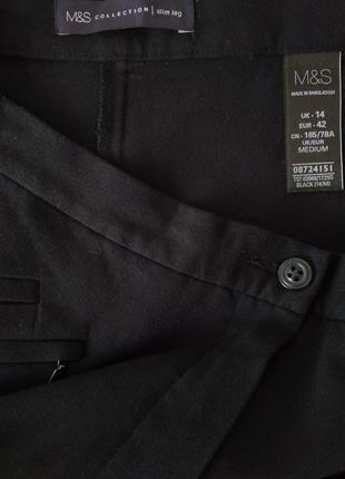 Р 14 / 48-50 стильные базовые офисные черные штаны брюки пояс на резинке стрейчевые m&s5 фото