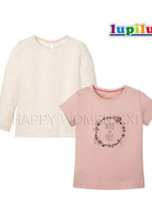 Хлопковый комплект для девочки - реглан + футболка lupilu на рост 86-92 см