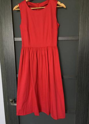 Хлопковое красное платье1 фото