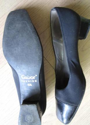 Удобные туфли gabor кожа + текстиль широкий каблук5 фото