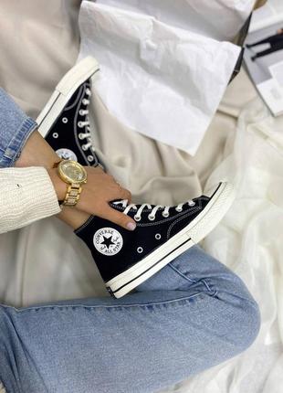 Converse chuck 70 classic high top класичні чорні кеди конверс високі весна літо осінь демісезон женские черные классические кеды7 фото