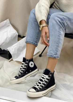 Converse chuck 70 classic high top класичні чорні кеди конверс високі весна літо осінь демісезон женские черные классические кеды9 фото