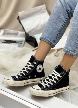 Converse chuck 70 classic high top класичні чорні кеди конверс високі весна літо осінь демісезон женские черные классические кеды3 фото