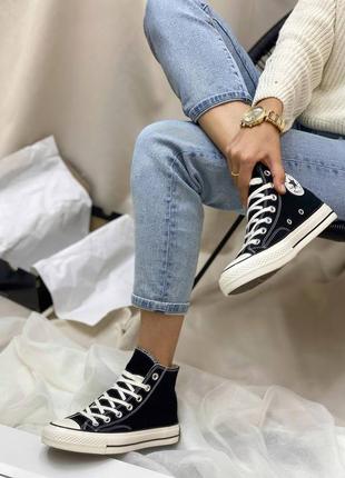 Converse chuck 70 classic high top класичні чорні кеди конверсы високі весна літо осінь демисезонные женские черные классические кеды7 фото