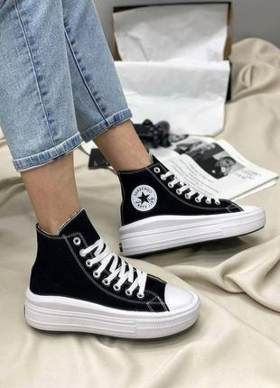 Converse chuck taylor move high top трендові масивні чорні кеди на високій підошві конверси весна літо осінь жіночі масивні кеді