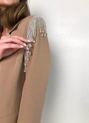 Двубортное платье пиджак с камнями10 фото