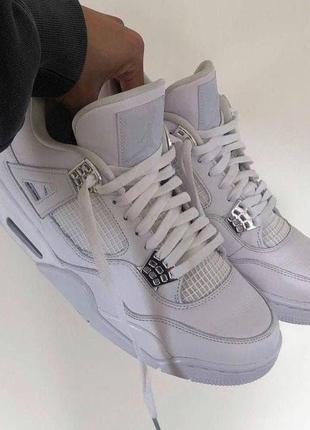 Шкіряні білі кросівки nike air jordan retro 4 white . унісекс