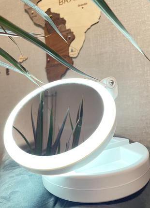 Складное косметическое зеркало для макияжа круглое увеличительное 10x my fold away...