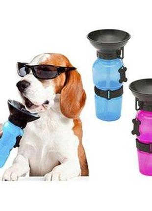 Переносна, дорожня поїлка для собак dog water bottle 550 мл4 фото