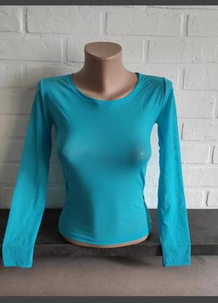 Сетка прозрачная женская футболка с длинным рукавом голубая базовая кофта сетка турция