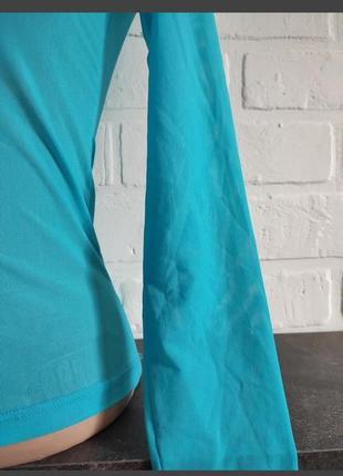 Сетка прозрачная женская футболка с длинным рукавом голубая базовая кофта сетка турция3 фото