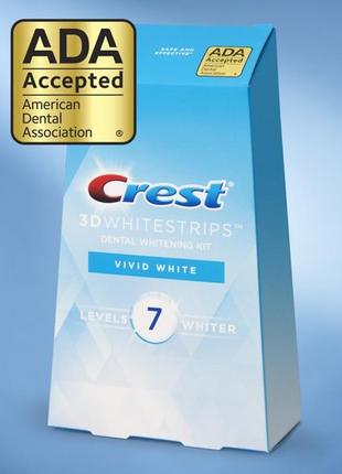 Відбілюючі смужки crest 3d whitestrips vivid white (сша) - упаковка (12пакетиков)8 фото