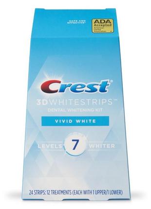 Відбілюючі смужки crest 3d whitestrips vivid white (сша) - упаковка (12пакетиков)7 фото