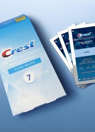 Відбілюючі смужки crest 3d whitestrips vivid white (сша) - упаковка (12пакетиков)9 фото