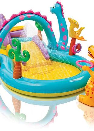 Дитячий надувний ігровий центр диноленд intex 57135