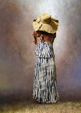 Платье из вискозы сарафан длинный в принт пятна полоски julipa летний с рюшами воланами сукня5 фото