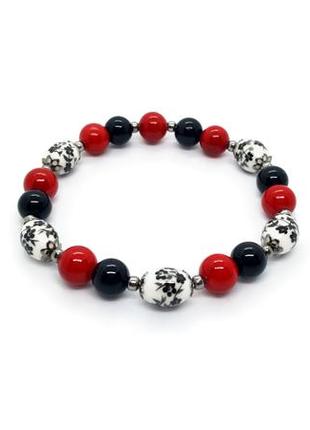 🖤❤️браслет "вышиванка" в украинском стиле натуральный камень