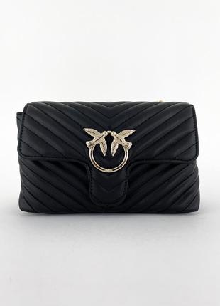 Жіноча сумка з логотипом 😍pinko lady love bag puff v quilt black gold😍