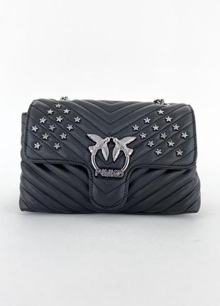 Жіноча сумка з логотипом 😍 pinko lady love bag puff v quilt black metal😍