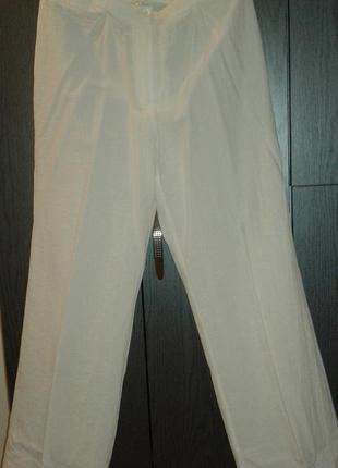 Летние, белые прямые брюки с высокой посадкой , размер 14(l-xl).
