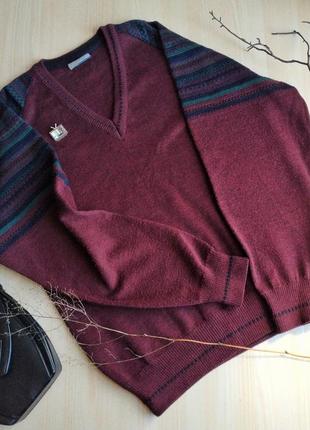 Кофта бордовая винтажная ретро шерсть оверсайз свободный свитер ангоия