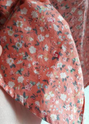 Персиковая рубашка в цветочек3 фото