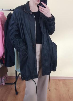 Кожаная куртка парка оверсайз винтажная / винтажная кожаная куртка парка оверсайз