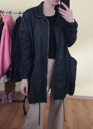 Кожаная куртка парка оверсайз винтажная / винтажная кожаная куртка парка оверсайз3 фото