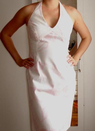 Нежный бело-розовый сарафан с открытой спиной