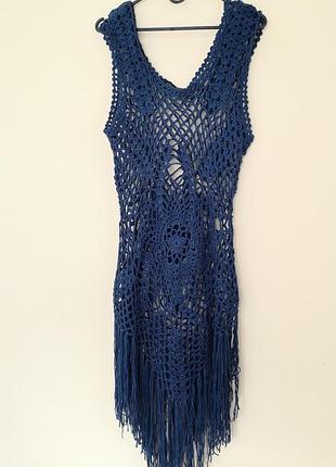 В'язане гачком кроше пляжне плаття накидка / у язане гачком пляжне плаття туникас бахромою