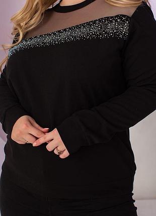 Ошатна кофта батал + сітка + стрази