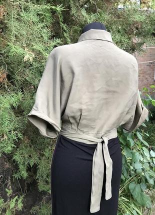 Итальянская блуза хаки на завязках укорочённая кроп топ милитари7 фото