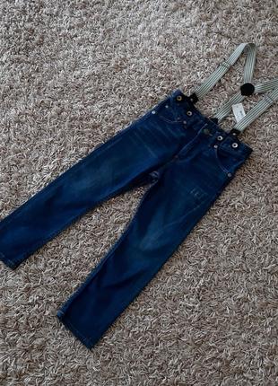 Стильні джинси з підтяжками h&m 110 розміру.10 фото