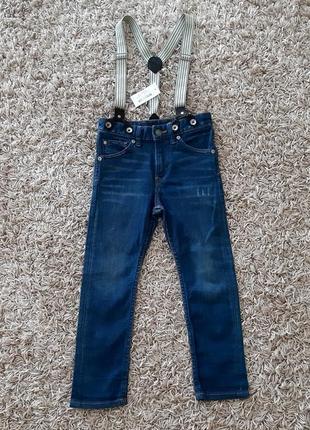 Стильні джинси з підтяжками h&m 110 розміру.3 фото
