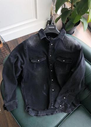 Стильная мужская джинсовка джокер голубая, черная6 фото