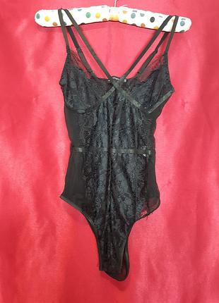Чорний чорний мереживний сексі сексуальний боді бодік на тонких бретелях в сіточку сітку прозорий на високій середньої посадки з закритою попою