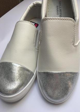 Мокасины женские белые с серебряным носком мягкие удобные польша р.37-404 фото