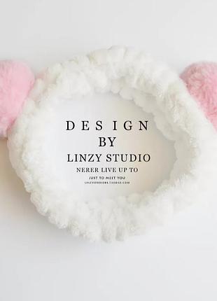 Повязка панда (мишка, медведь) с ушками белая розовая