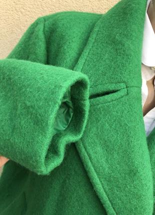 Зелёное,шерсть пальто,кэжуал,премиум бренд,pepe jeans,4 фото