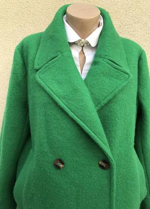 Зелёное,шерсть пальто,кэжуал,премиум бренд,pepe jeans,5 фото
